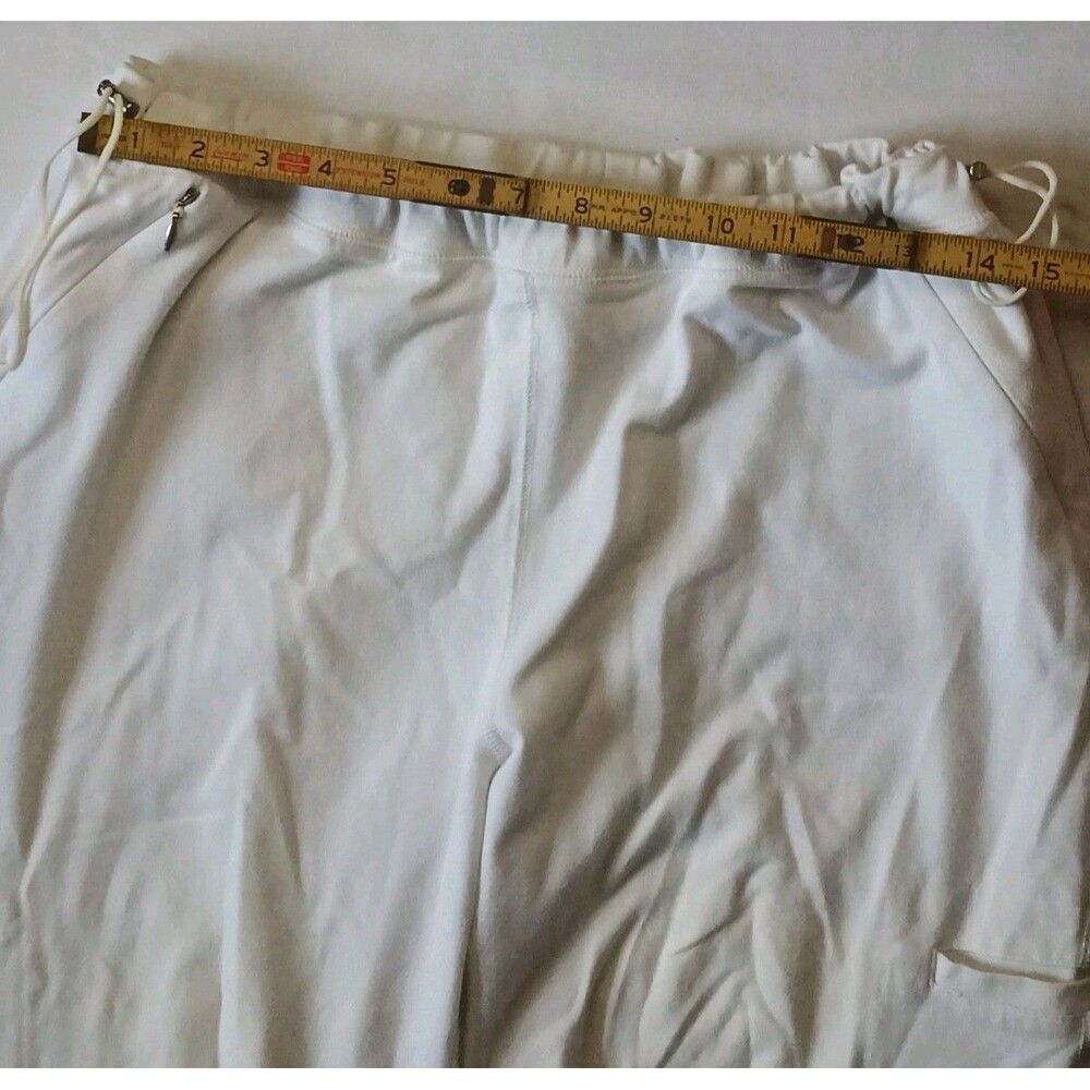 Danskin Solid White Elastic Waist Pull On Zipper Pockets Cropped Size XL (16-18) - Picture 8 of 11